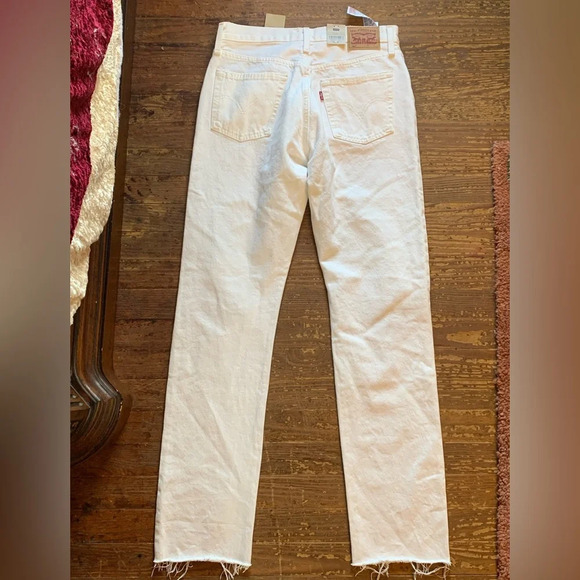 NWT Levi’s 501 Original Fit Straight Leg Jeans Distressed White Denim - Picture 10 of 14